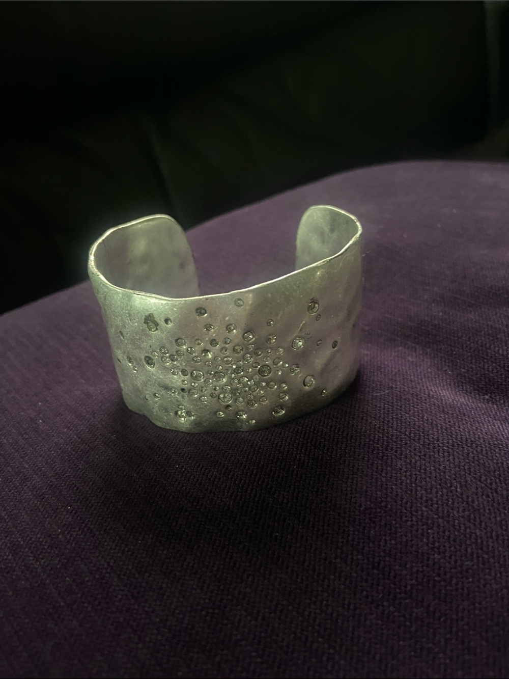 Nordstrom Silver Textured Cuff Bracelet with Crystal Accents
